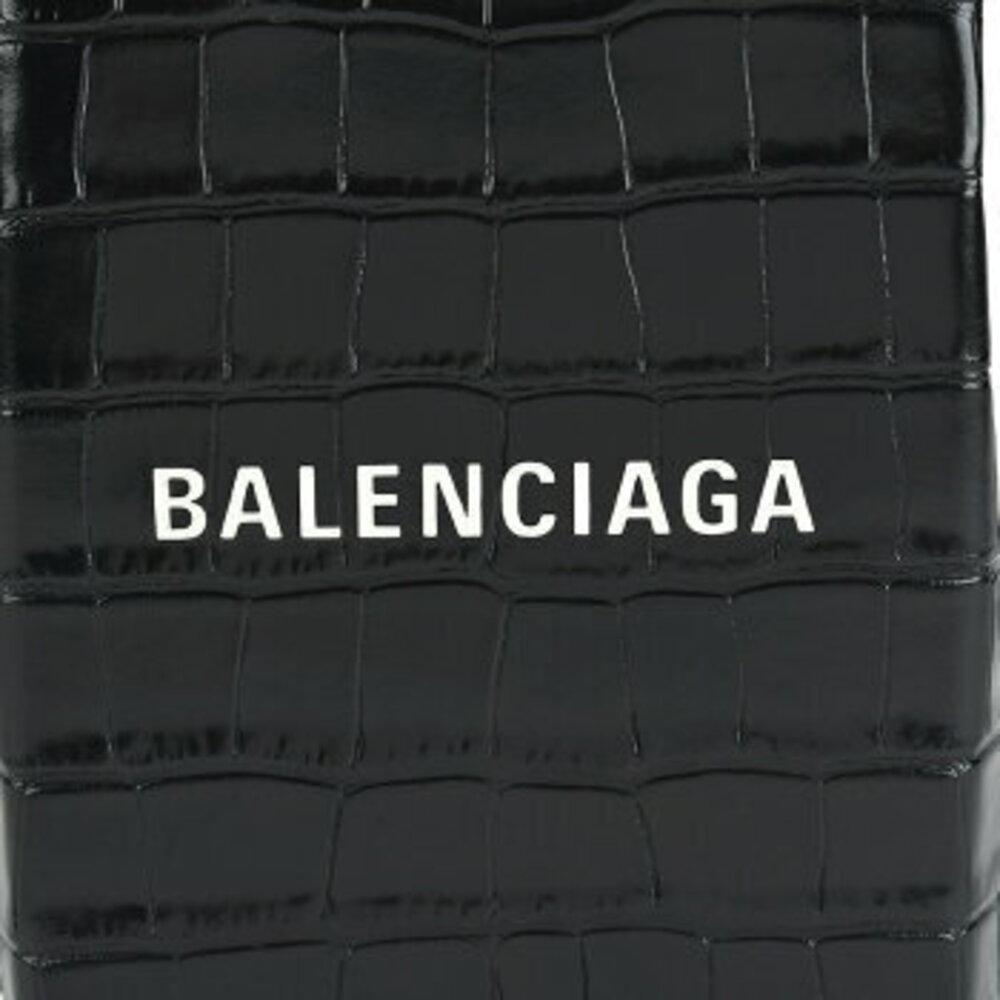 Balenciaga Shopping Bag Phone Holder handbag black crocodile embossed leather - Picture 7 of 10